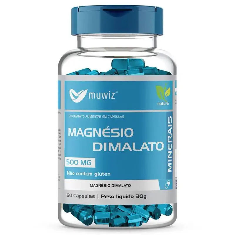 Magnésio Dimalato 500mg 60 Cápsulas Muwiz