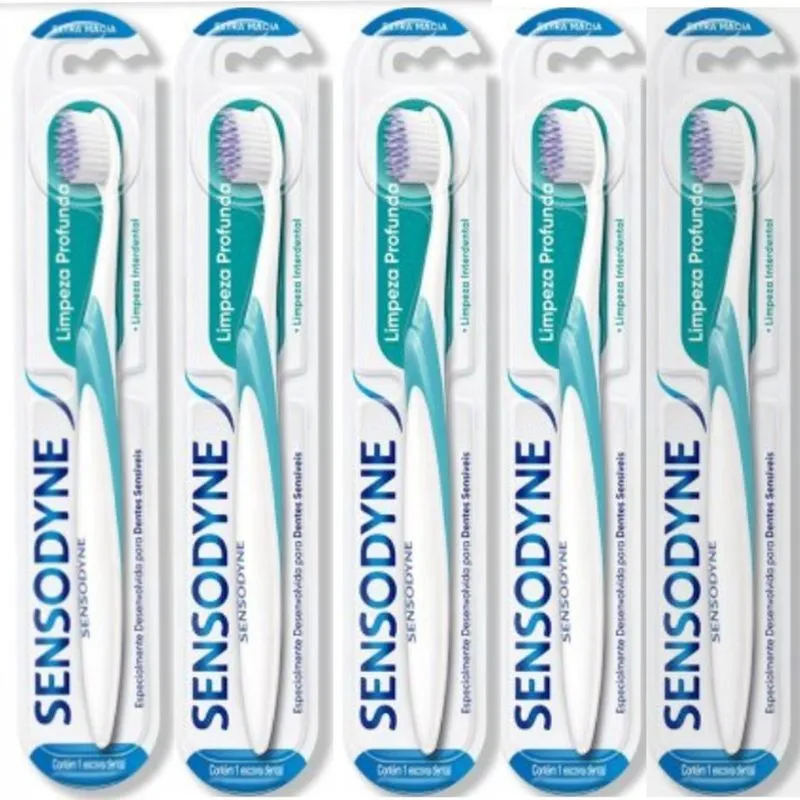 Escova Dente Extra Macia Limpeza Profunda Sensodyne Kit X5