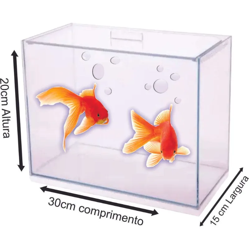 Aquário N3 8 Litros Retangular Para Peixes Plantas 30x15x20