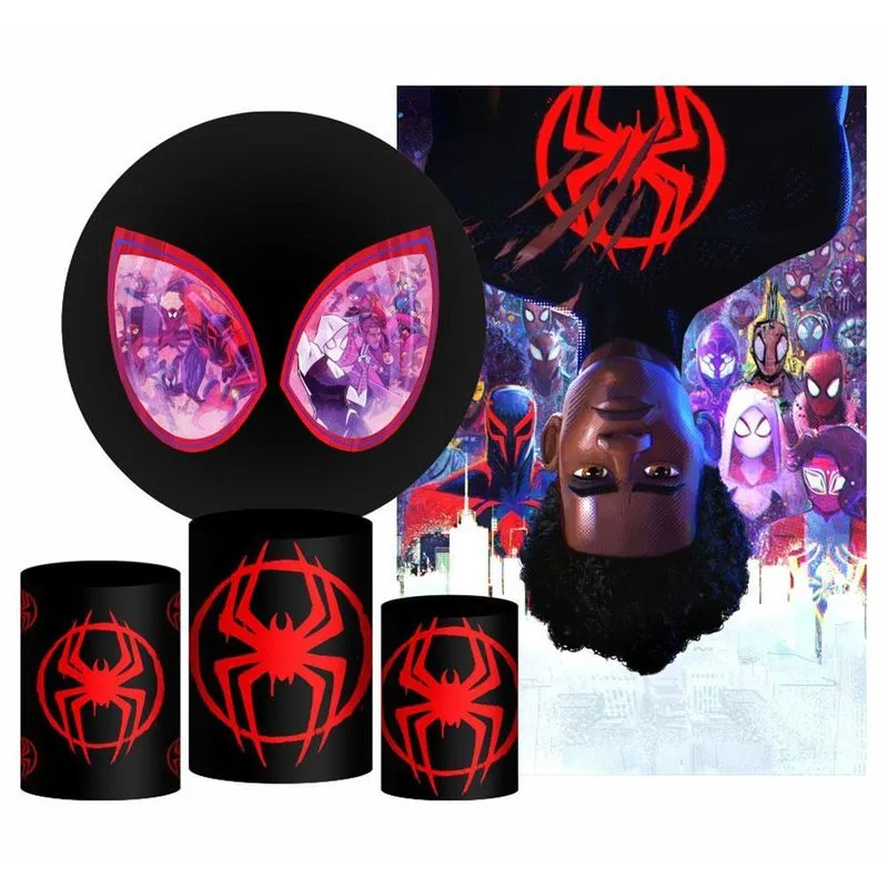 Kit Homem Aranha Painel Redondo Trio Capas Retangular Tecido