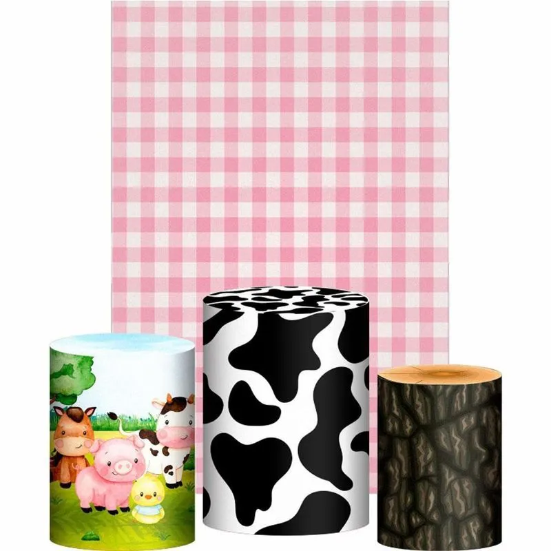 Kit Casado Fazendinha Trio Capa Cilindro Retangular Tecido