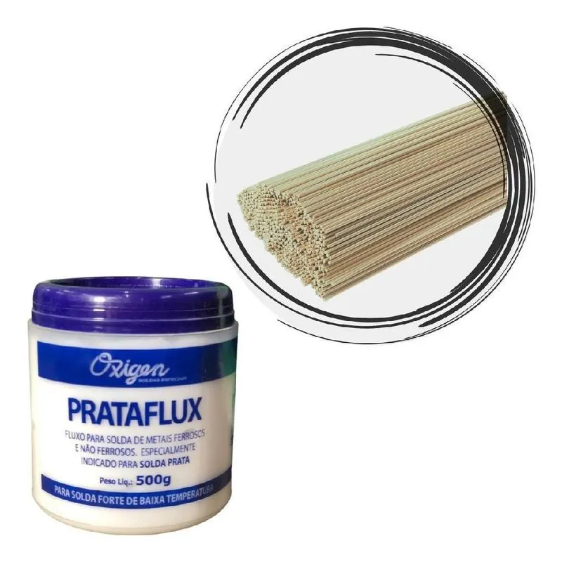 Kit 2 Varetas Solda Prata 30% + 01 Fluxo Solda Prata 100grs