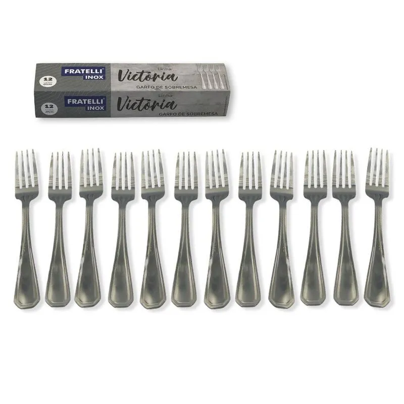 Kit Garfo Para Sobremesas Com 12 Unidades Inox