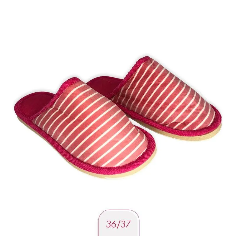 Pantufa Feminina Com Listras Pink 36/37