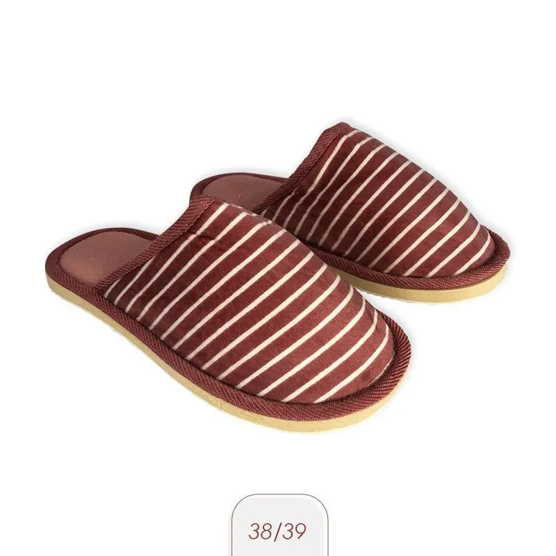 Pantufa Feminina Com Listras Rosa 38/39