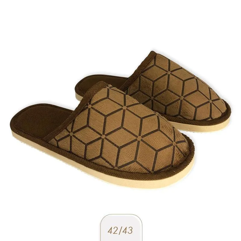 Pantufa Masculina Macia Estampada Marrom 42/43