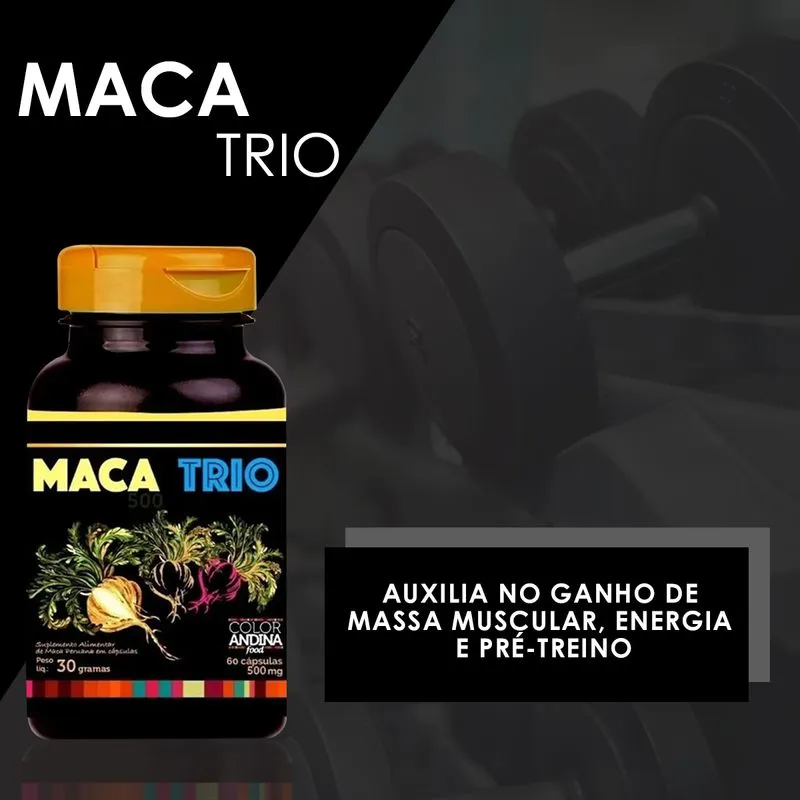 Suplemento Alimentar Trio De Maca 480mg 60 Cápsulas - Color Andina Sem Sabor