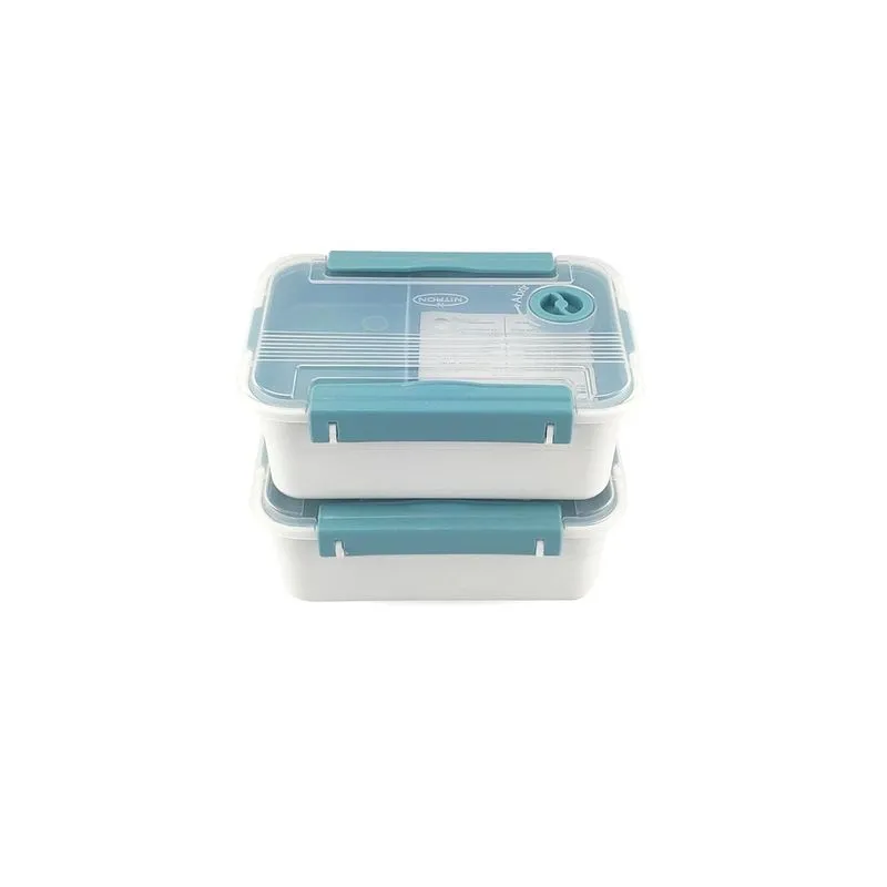 Kit 2 Marmitas Nitron Bom Apetite 800ML Bandeja C/ Divisórias e Válvula BPA Free Microondas Verde