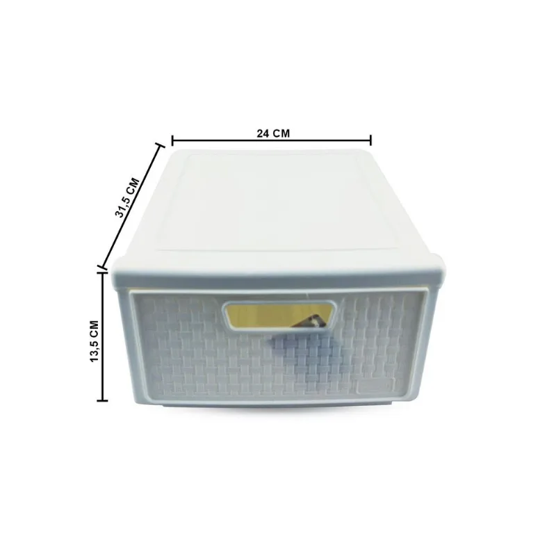 Kit 4 Gaveteiro Modular Empalhável Organizador Multiuso Rattan Plástico Resistente 1 Unidade Branco