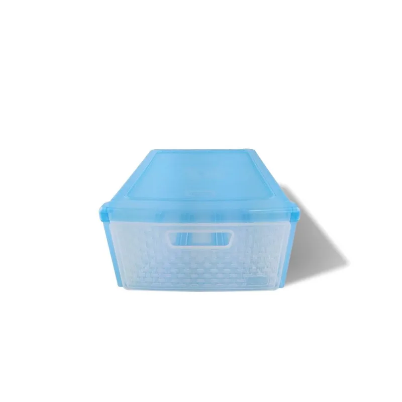 Kit 4 Gaveteiro Modular Empalhável Organizador Multiuso Rattan Plástico Resistente 1 Unidade Azul