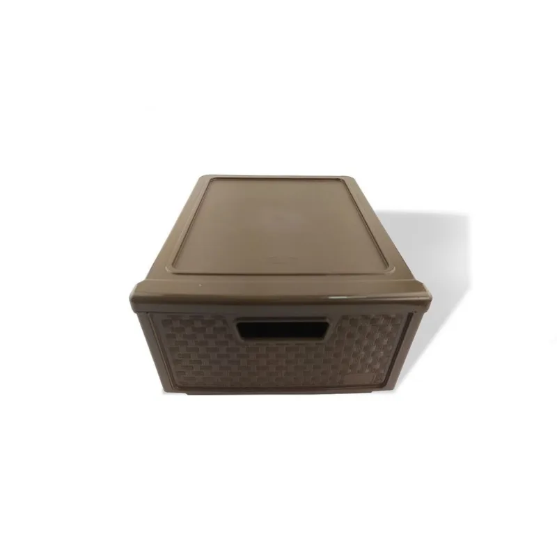 Kit 4 Gaveteiro Modular Empalhável Organizador Multiuso Rattan Plástico Resistente 1 Unidade Marrom