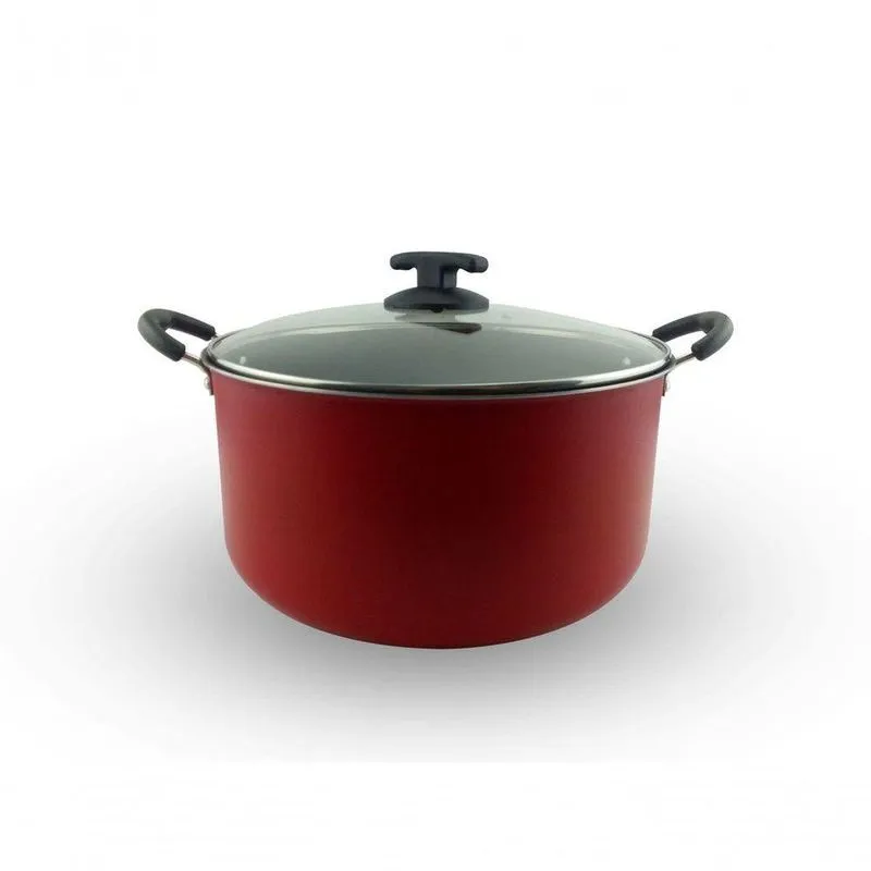 Caçarola Dona Chefa Liga Alumínio Baquelite Antiaderente 30cm Com Tampa Temperado Cor: vermelho