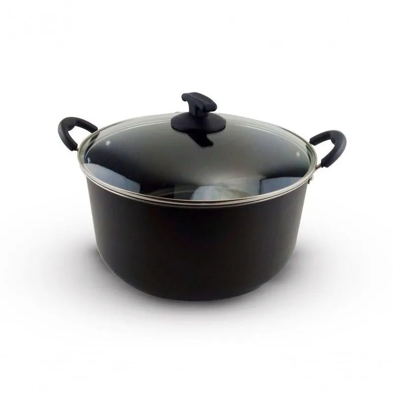 Caçarola Dona Chefa Liga Alumínio Baquelite Antiaderente 30cm Com Tampa Temperado Cor:preto