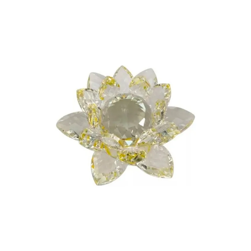 Enfeite Decoração De Cristal Vidro Flor De Lotus Para Sala Quarto Cristaleira 10cm