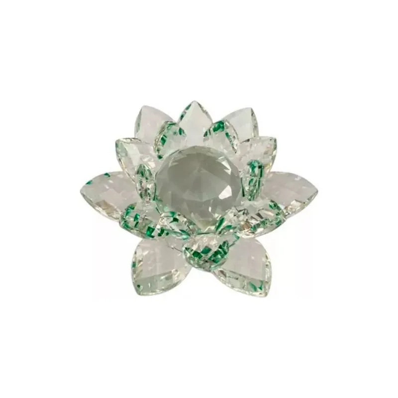 Enfeite Decoração De Cristal Vidro Flor De Lotus Para Sala Quarto Cristaleira 10cm