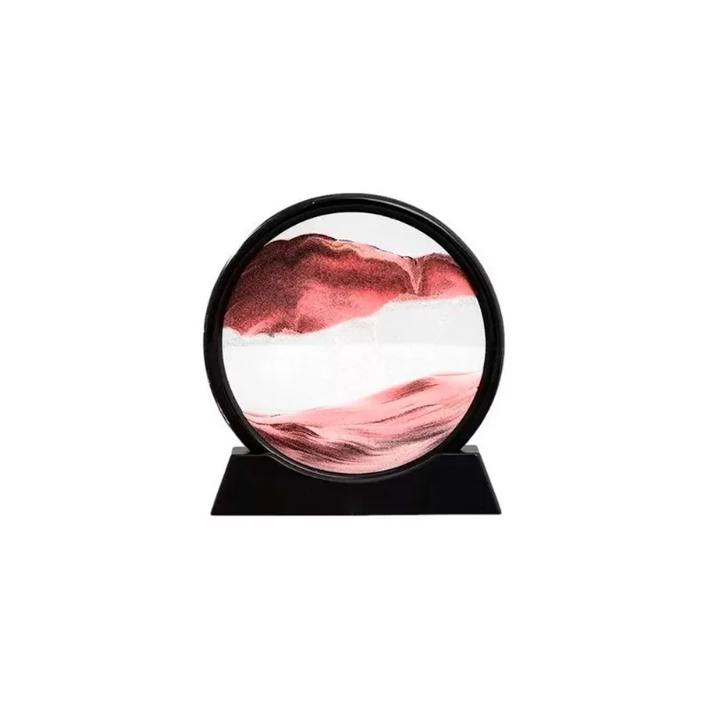 Enfeite De Vidro Interativo Quadro Redondo Decorativo Duna Ampulheta Para Quarto Sala Escritório 25cm