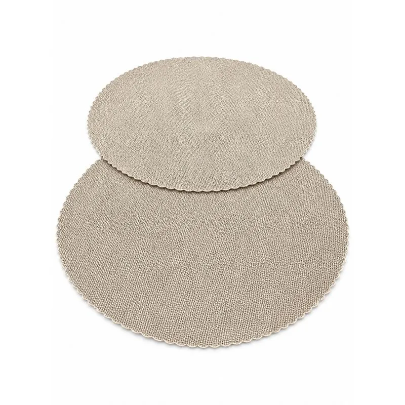 Jogo Americano Com 2 Unidades Redondo 37cm Linha Luxo Tecido Sofisticado bege