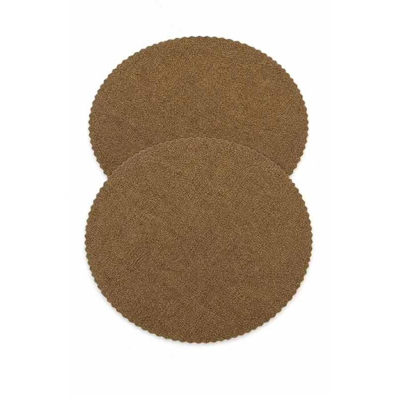 Jogo Americano Com 2 Unidades Redondo 37cm Linha Luxo Tecido Sofisticado marrom