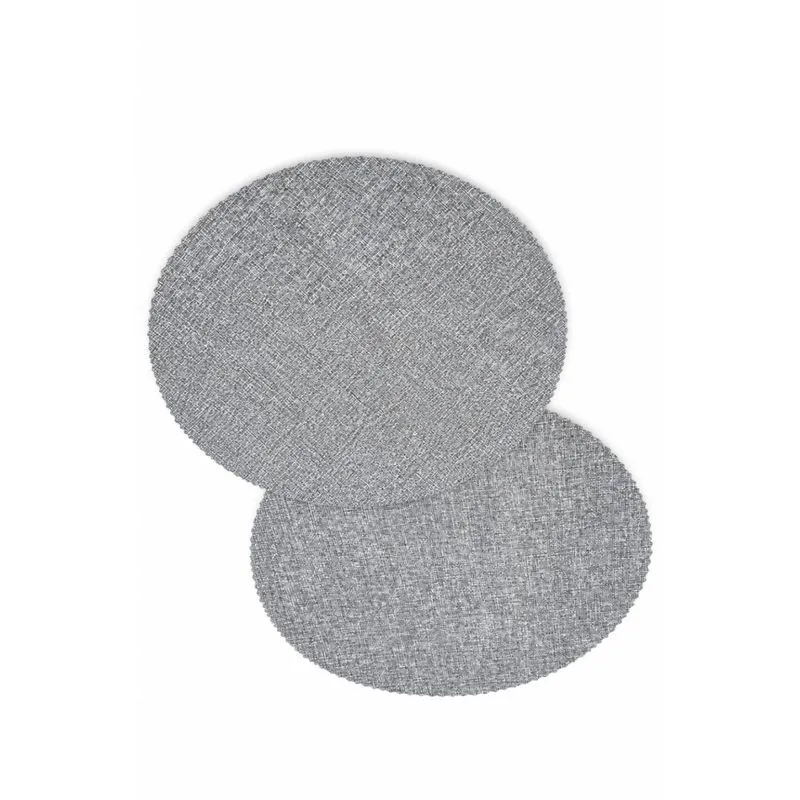 Jogo Americano Com 2 Unidades Redondo 37cm Linha Luxo Tecido Sofisticado cinza