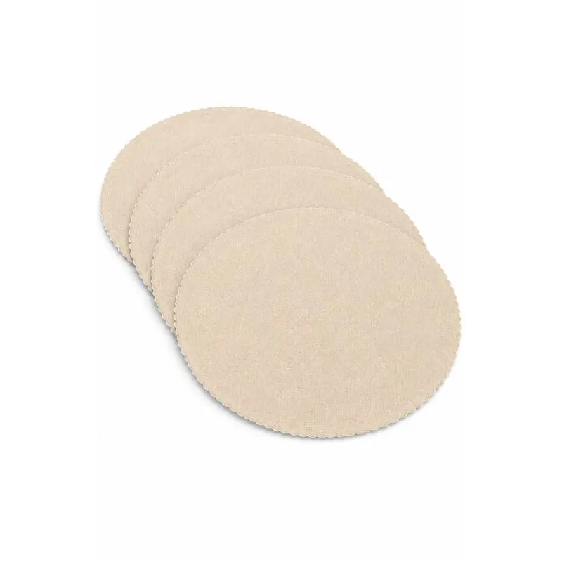 Jogo Americano Com 4 Unidades Redondo 37cm Linha Luxo Tecido Sofisticado bege