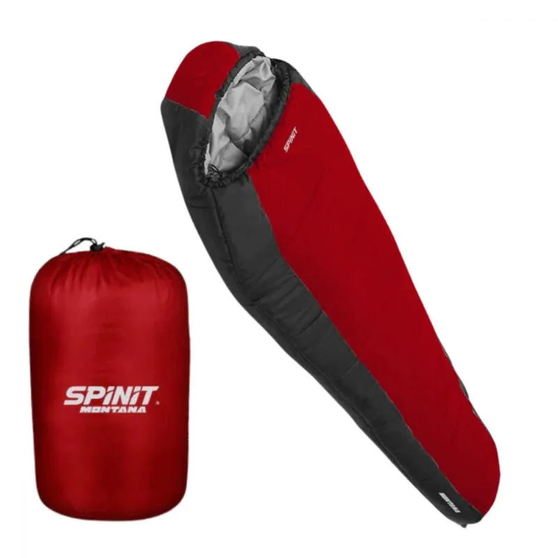 Spinit Bolsa De Dormir Montana Negra Rojo