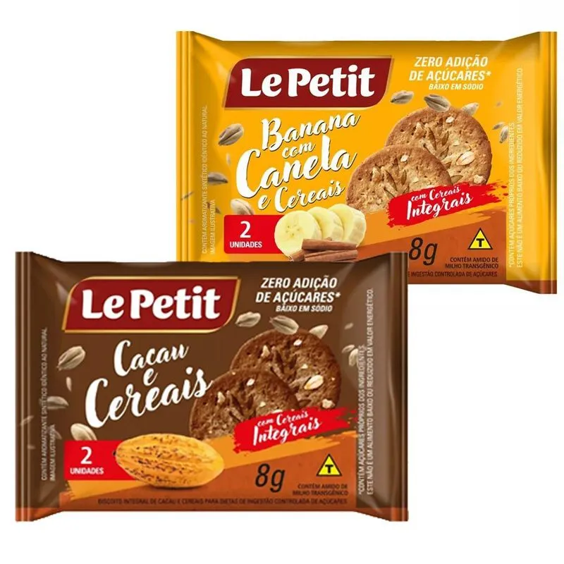 Sache Biscoito Cacau E Cereais E Banana Com Canela 360un