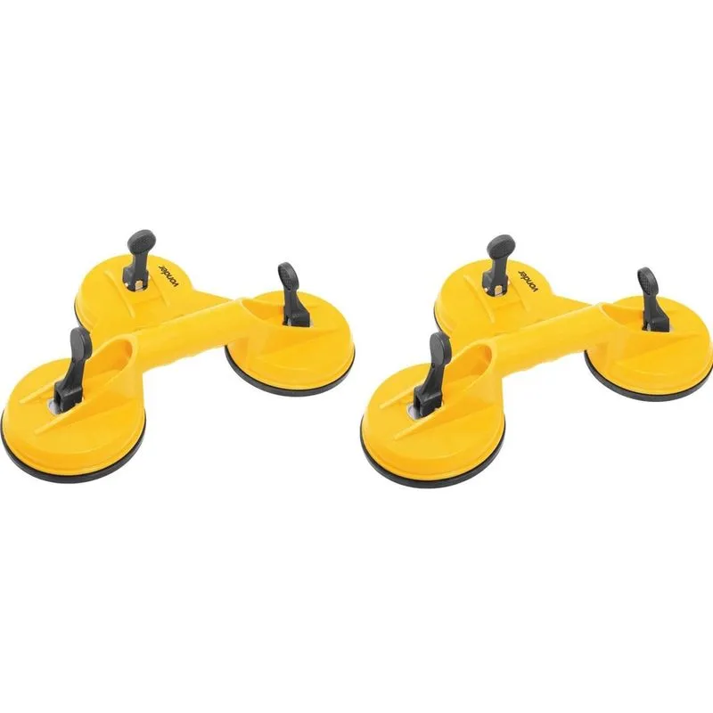 Kit Com 02 Ventosa Tripla Para Vidro 118Mm Até 75Kg - Vonder