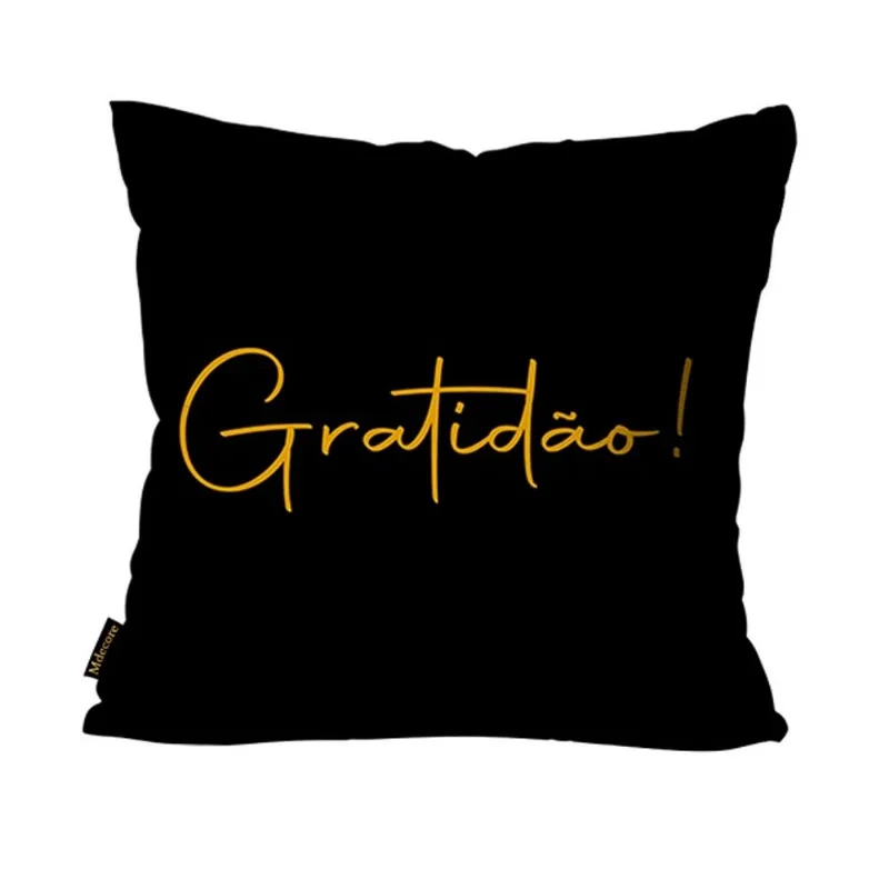 Capa Para Almofada Gratidão Preto 45x45