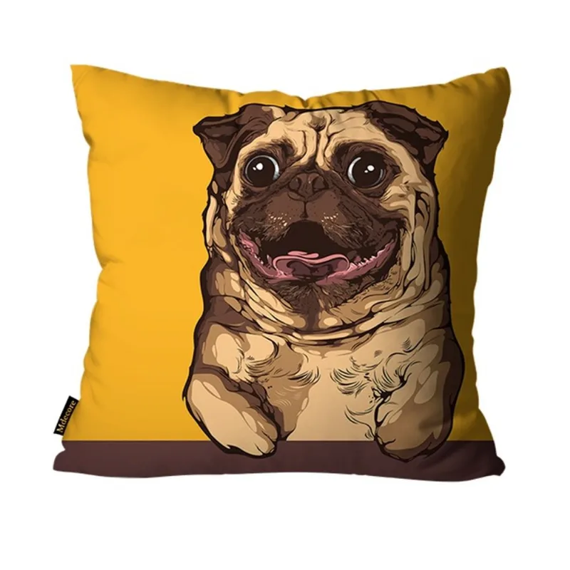 Capa Para Almofada Mdecore Pets 45x45cm - Pug Mostarda