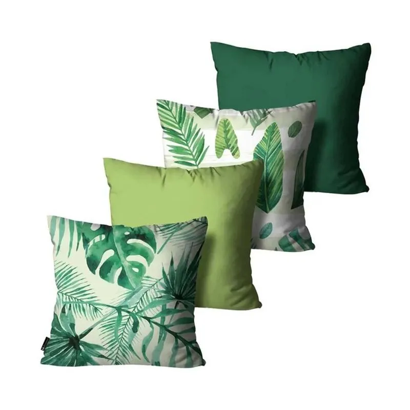 Kit Com 4 Capas Para Almofadas Mdecore Floral Verde 45x45