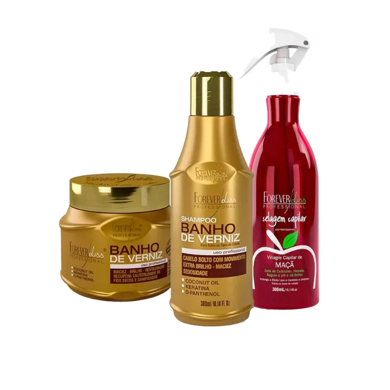 Kit Banho De Verniz E Vinagre De Maçã Forever Liss