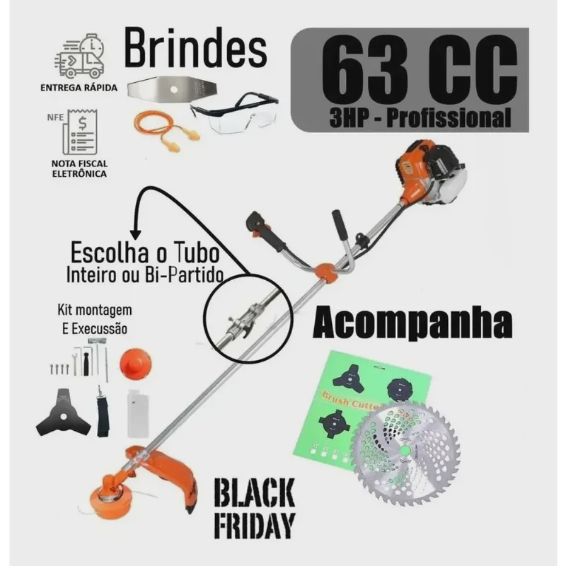 Roçadeira Completa Multifuncional 63cc A Gasolina 7x1
