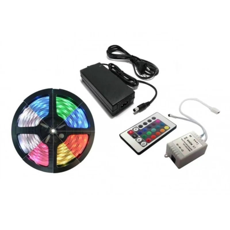 Fita Led Rgb 5050 Rolo 5M Com Fonte 12V 5A E Controle Remoto