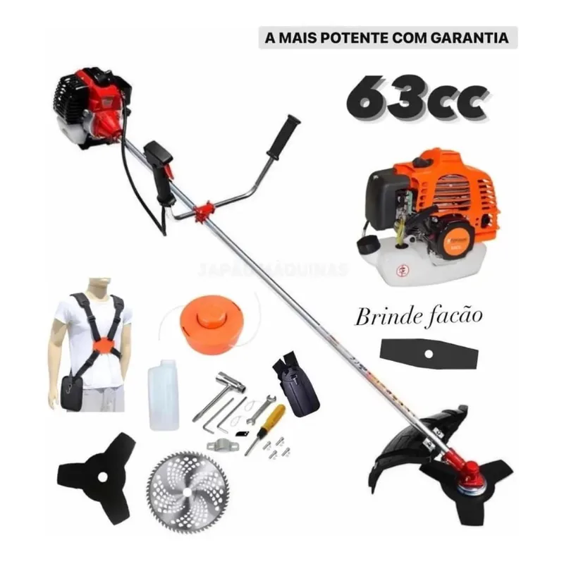 Roçadeira Gasolina 63cc + Acessórios Robusta e Resistente