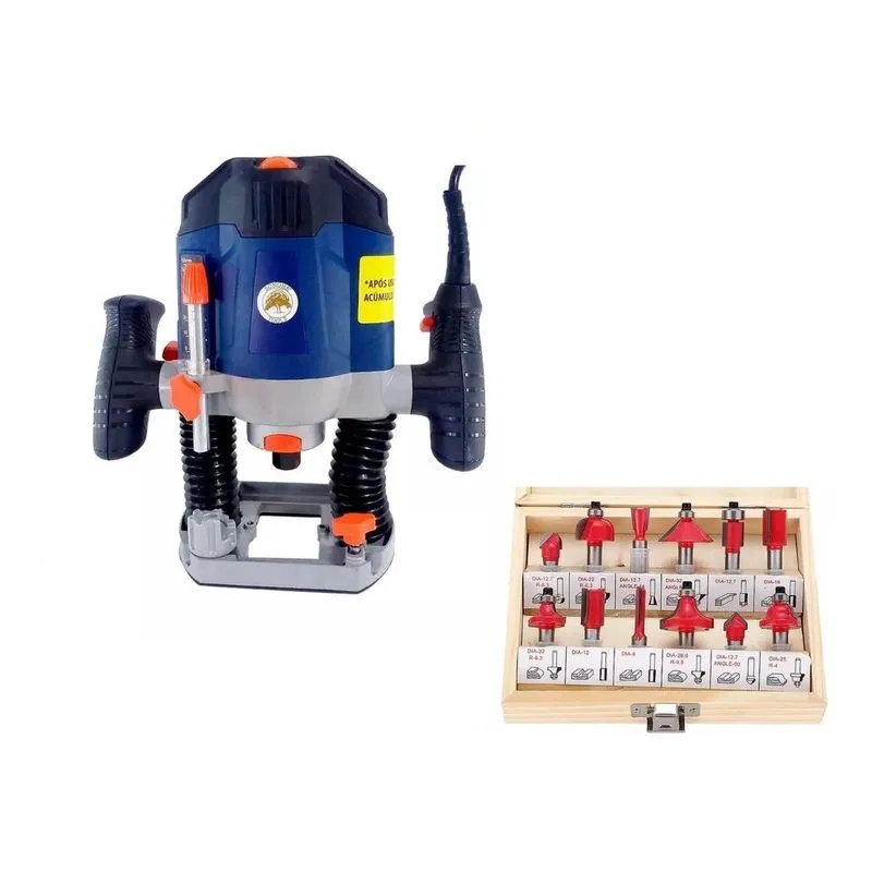 Tupia Coluna 110v 1250w 8mm + Kit Fresas 12pçs Songhe Tools