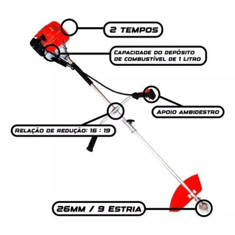 Roçadeira Nakasaki 63Cc 3,2Kw Gasolina C-Motopoda Podagalhos
