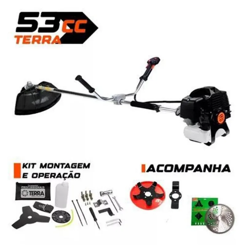 Roçadeira Gasolina Terra 52Cc Cortador De Grama Grh520 Black