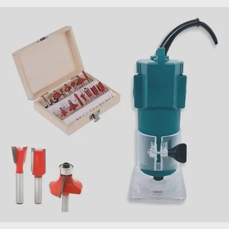 Tupia Laminadora 650w 6mm + Jogo De Fresas 15 Peças