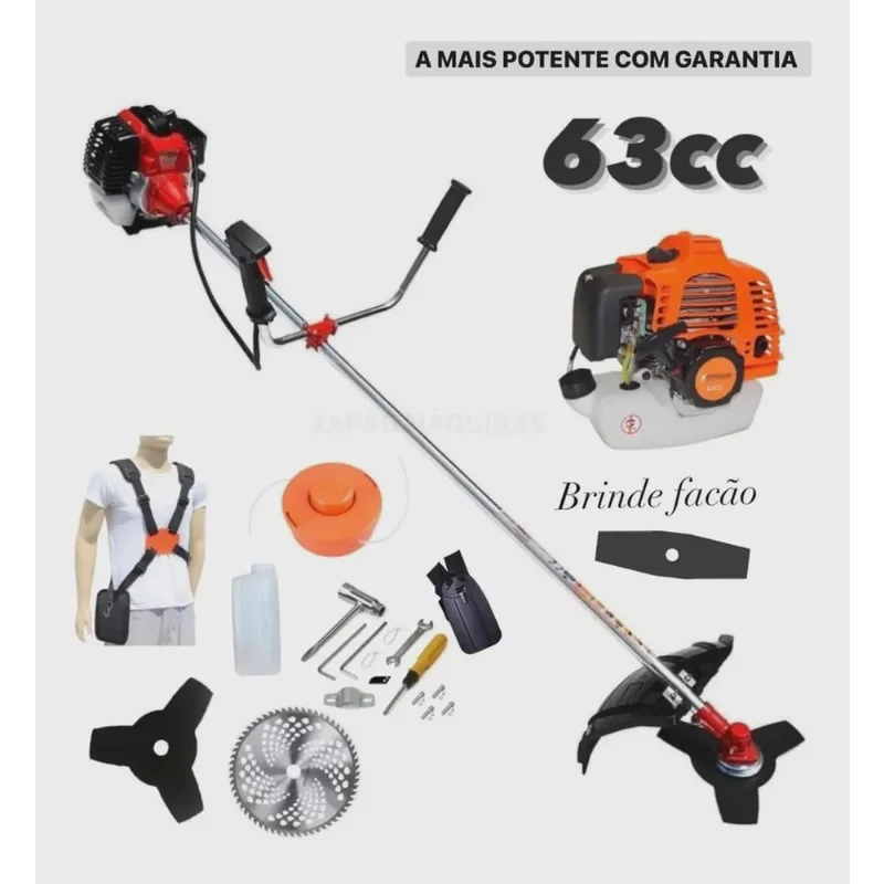 Roçadeira Multifuncional Gasolina 63cc 4 Em 1 Profissional