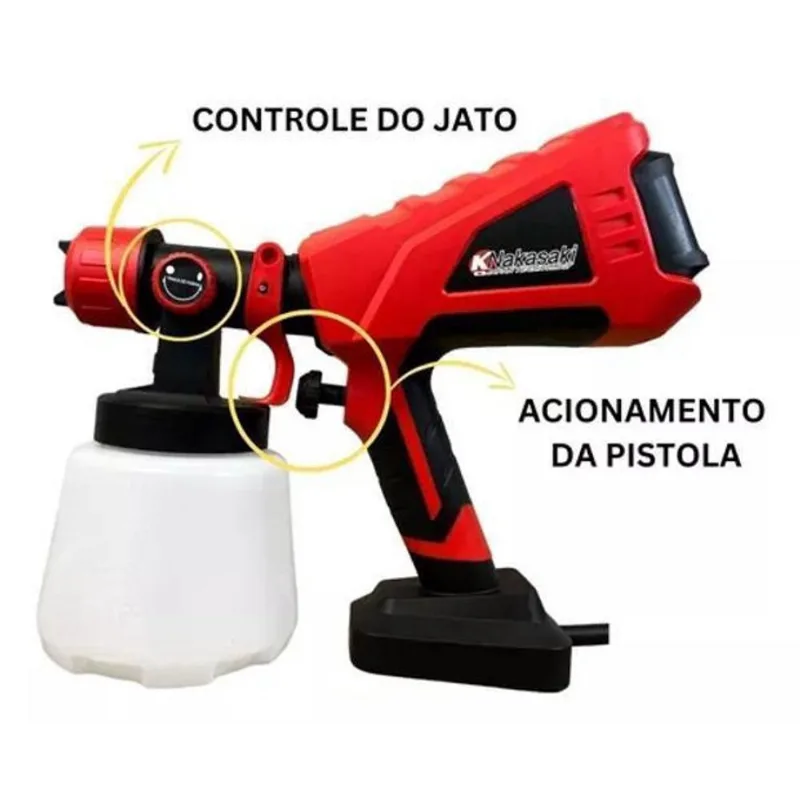 Pistola De Pintura Elétrica Pulverizador 600W Bico Metal