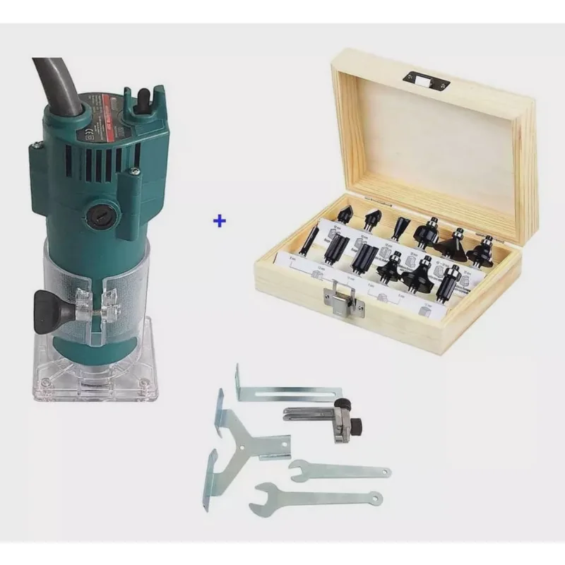 Kit Tupia Laminadora 220 + Jogo De Fresas Tupia Com 15 Peças