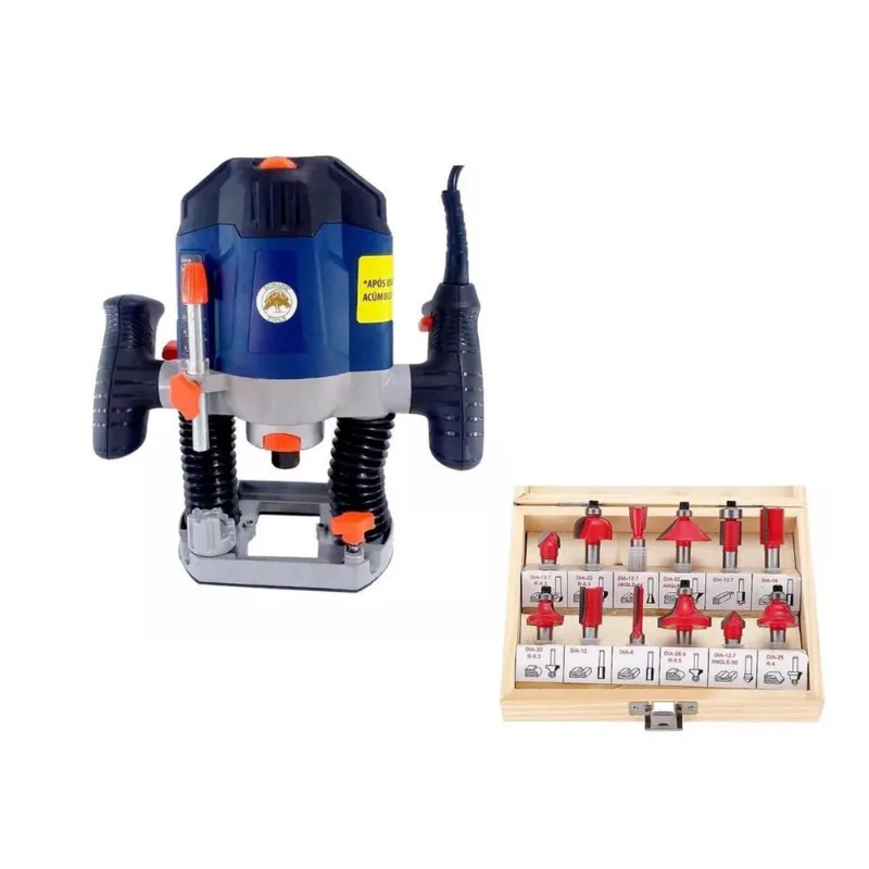 Tupia Coluna 110V 1250W 8Mm + Kit Fresas 12Pçs Songhe Tools
