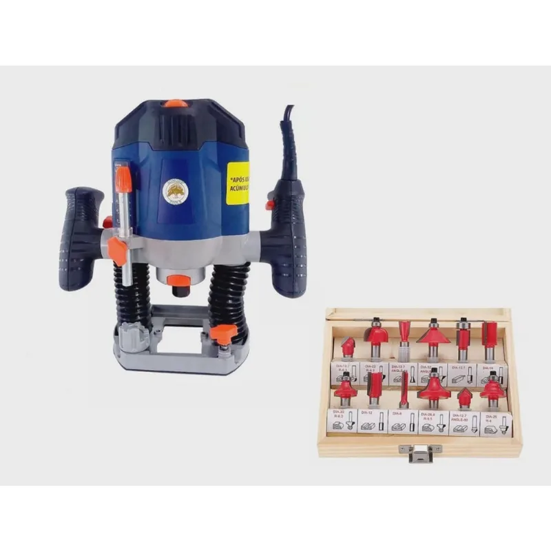 Tupia De Coluna 110v 1250w 8mm + Kit Fresas 12pçs Songhe Tools