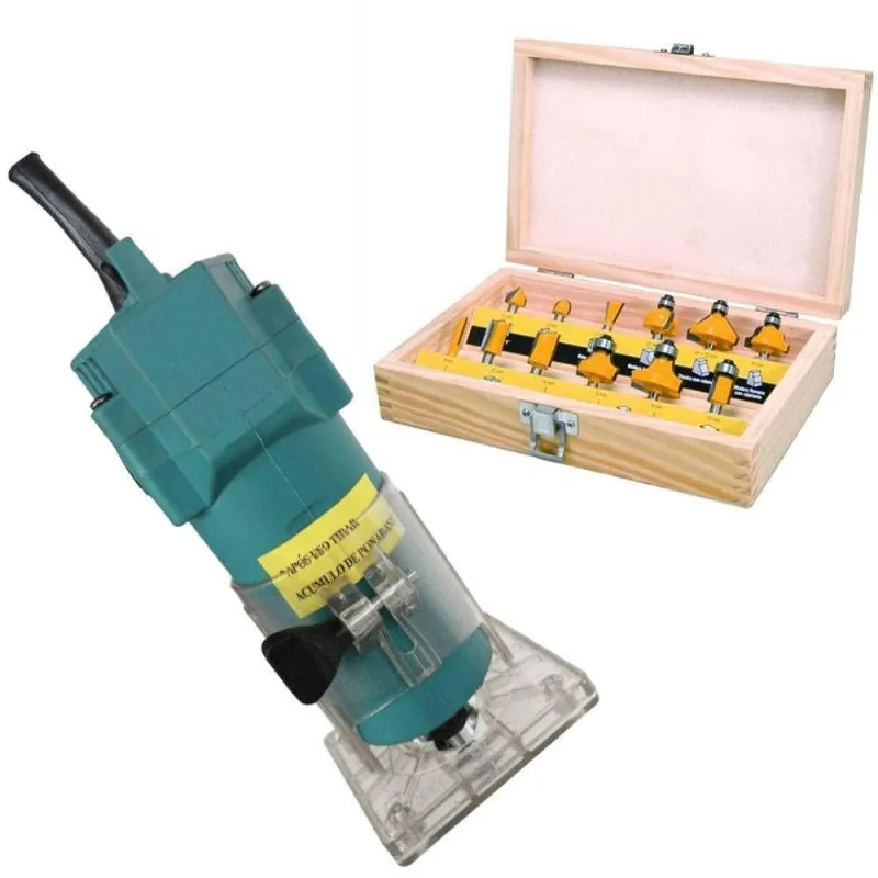 Tupia Laminadora 110V 350W + Jogo Fresas 12 Peças 6Mm Songhe