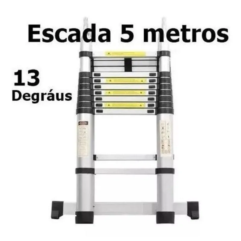 Escada Telescópica Alumínio 5M 13 Degraus Garantia 12 Meses