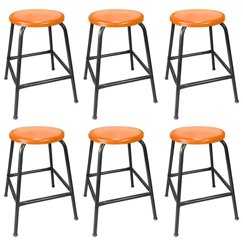 Kit 6 Bancos Banqueta Bar 55cm Empilhavel Para Lanchonete Mesa Cozinha Laranja