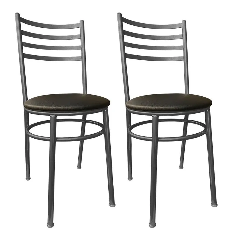 Kit Conjunto Com 2 Cadeiras Para Cozinha Mesa Jantar Bar Lanchonete Restaurante Estofado Preta