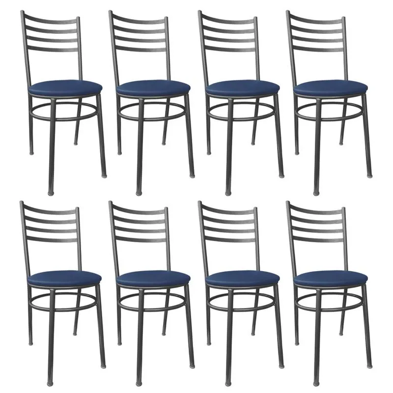 Kit Conjunto 8 Cadeiras de Jantar Para Cozinha Mesa Bar Lanchonete Restaurante Estofada Oceano