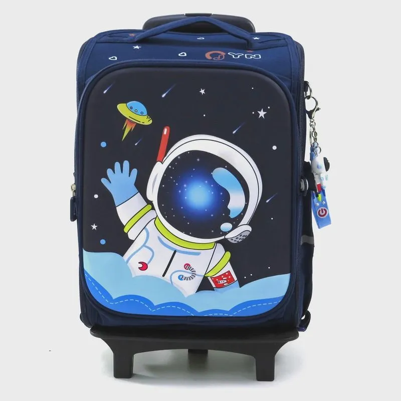 Mochila Escolar Astronauta Infantil com Duas Rodinhas