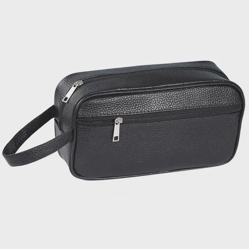 Necessaire Masculino de pu com Alça e Dois Bolsos